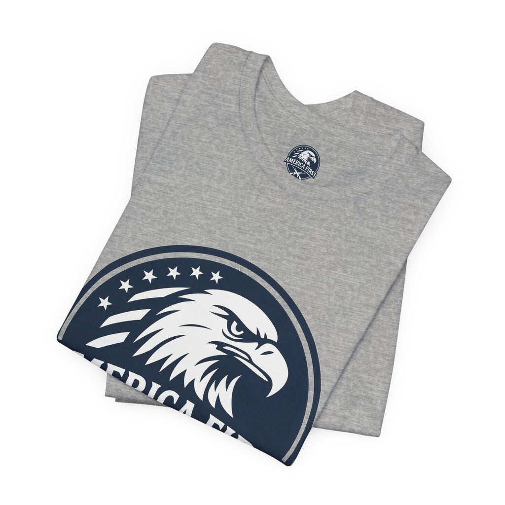 America First Eagle T-Shirt – Patriotic Flag & Rifle Graphic Tee