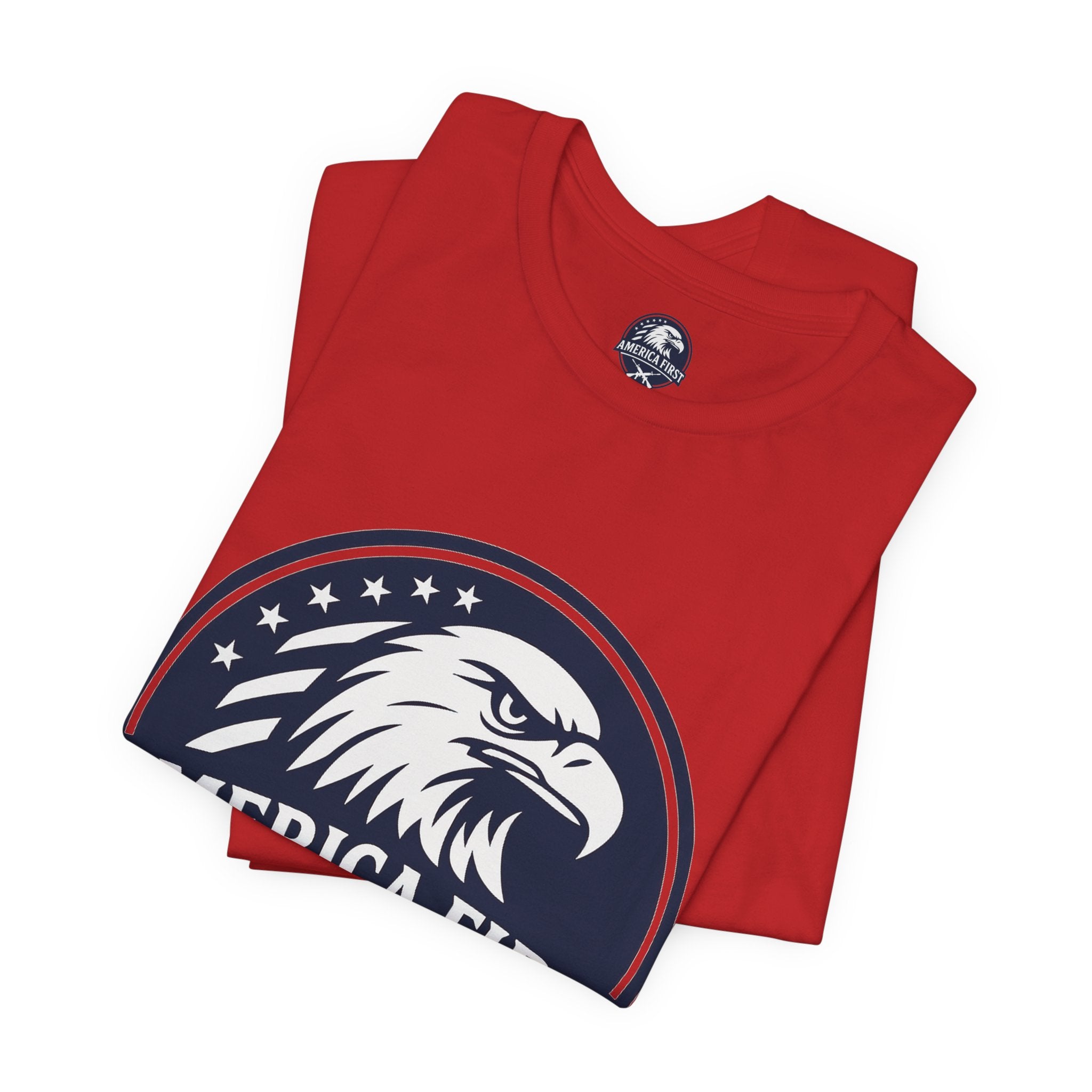 America First Eagle T-Shirt – Patriotic Flag & Rifle Graphic Tee