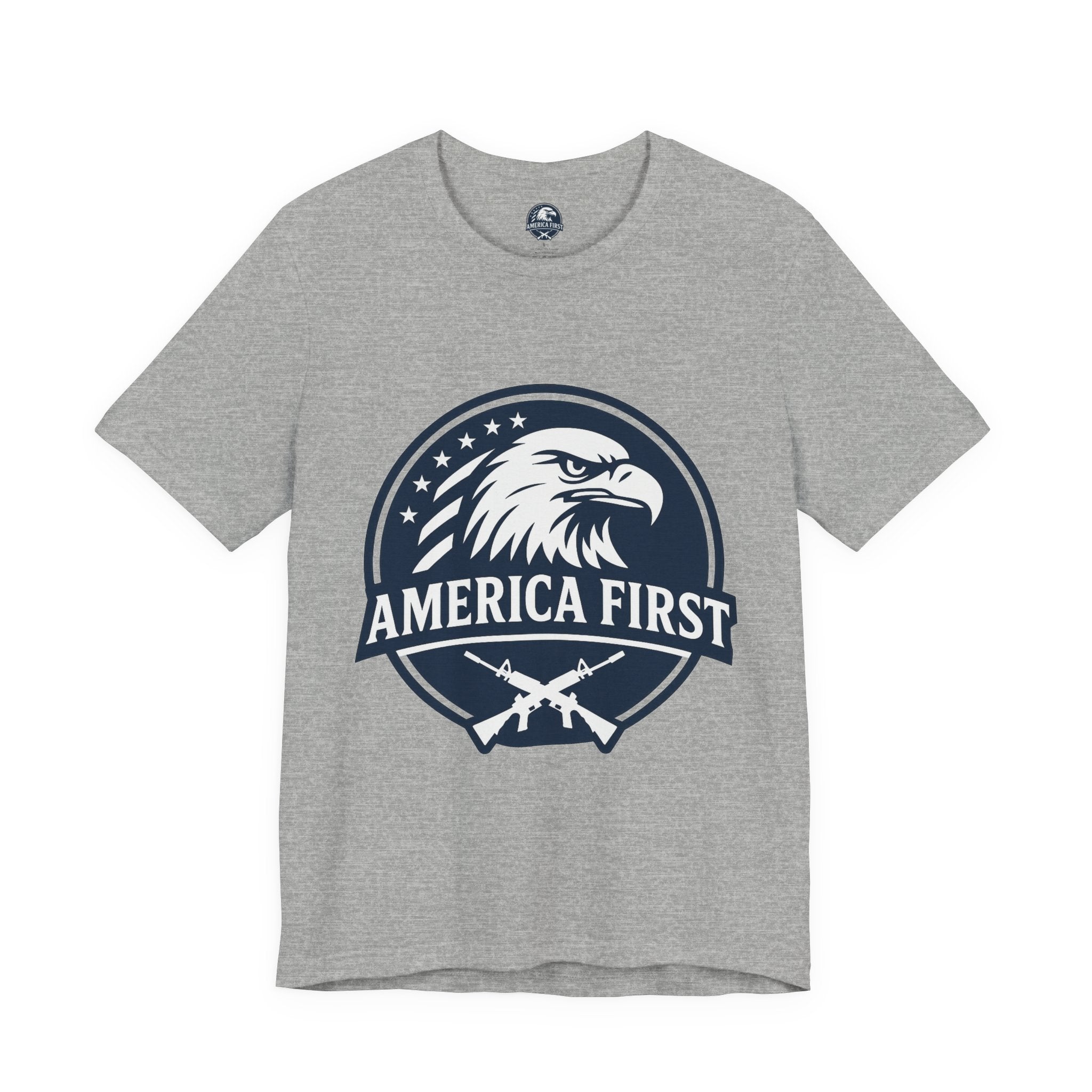 America First Eagle T-Shirt – Patriotic Flag & Rifle Graphic Tee