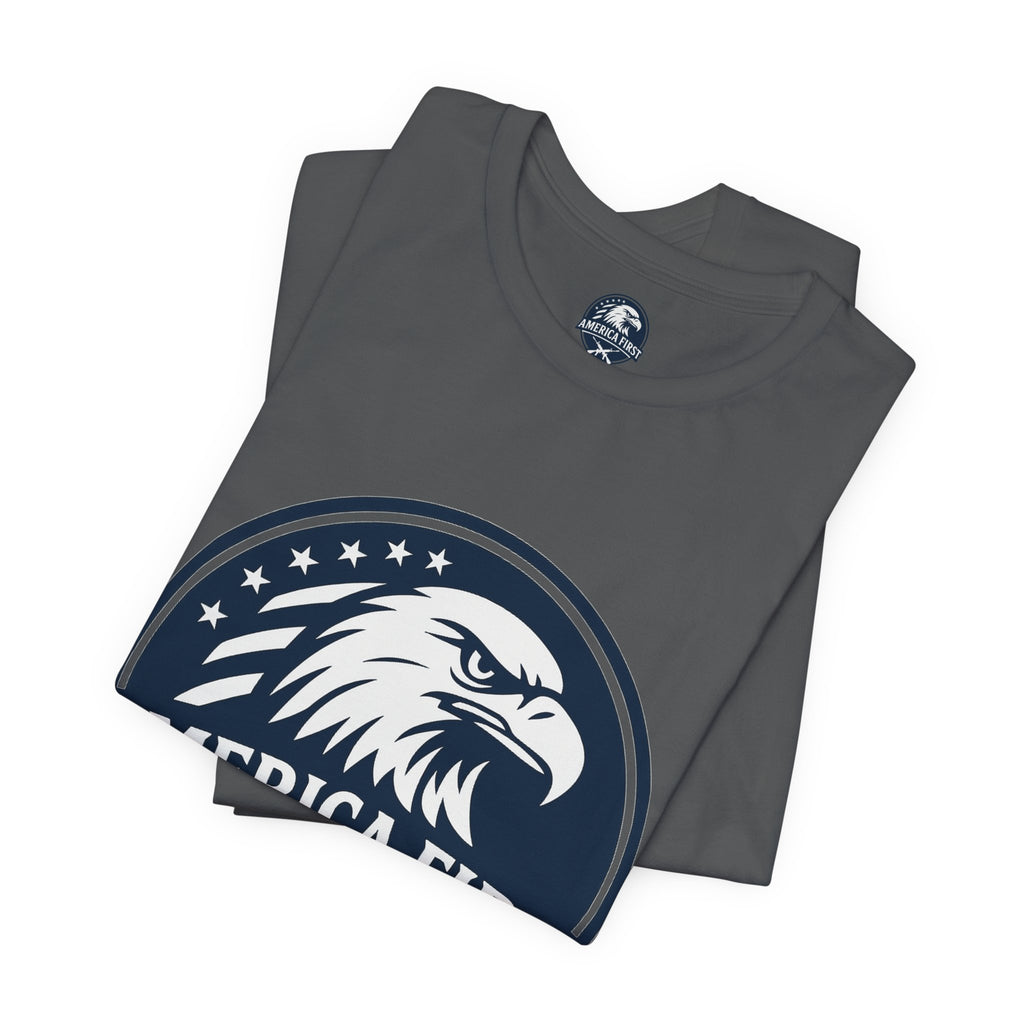 America First Eagle T-Shirt – Patriotic Flag & Rifle Graphic Tee